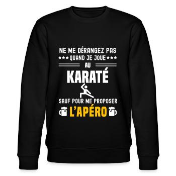 karaté combat ne dérangez pas sauf apéro - Sweat bio CHANGER Stanley/Stella Unisexe - noir - Devant - Nik (191cm) & Marisol (170cm)
