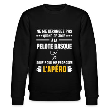 pelote basque ne dérangez pas sauf apéro - Sweat bio CHANGER Stanley/Stella Unisexe - noir - Devant - Nik (191cm) & Marisol (170cm)