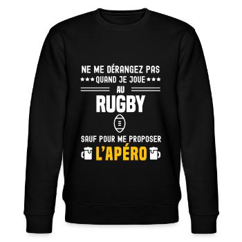 rugby ballon ne dérangez pas sauf apéro - Sweat bio CHANGER Stanley/Stella Unisexe - noir - Devant - Nik (191cm) & Marisol (170cm)