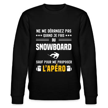 snowboard ne dérangez pas sauf apéro - Sweat bio CHANGER Stanley/Stella Unisexe - noir - Devant - Nik (191cm) & Marisol (170cm)