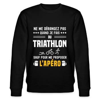 triathlon ne dérangez pas sauf apéro - Sweat bio CHANGER Stanley/Stella Unisexe - noir - Devant - Nik (191cm) & Marisol (170cm)