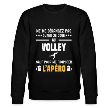 volley volleyball ne dérangez pas sauf apéro - Sweat bio CHANGER Stanley/Stella Unisexe - noir - Devant - Nik (191cm) & Marisol (170cm)