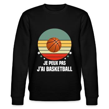je peux pas j'ai basketball vintage - Sweat bio CHANGER Stanley/Stella Unisexe - noir - Devant - Nik (191cm) & Marisol (170cm)