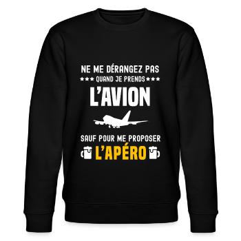avion ne dérangez pas sauf apéro - Sweat bio CHANGER Stanley/Stella Unisexe - noir - Devant - Nik (191cm) & Marisol (170cm)