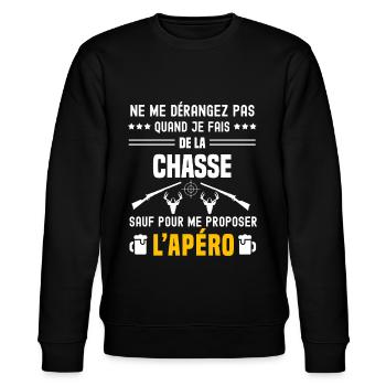 chasse au chevreuil ne dérangez pas sauf apéro - Sweat bio CHANGER Stanley/Stella Unisexe - noir - Devant - Nik (191cm) & Marisol (170cm)