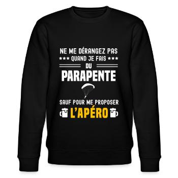 parapente ne dérangez pas sauf apéro - Sweat bio CHANGER Stanley/Stella Unisexe - noir - Devant - Nik (191cm) & Marisol (170cm)