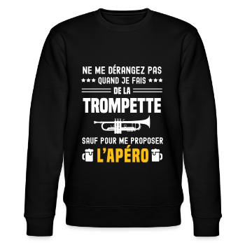trompette instrument ne dérangez pas sauf apéro - Sweat bio CHANGER Stanley/Stella Unisexe - noir - Devant - Nik (191cm) & Marisol (170cm)