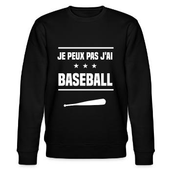 Je Peux Pas J'ai baseball batte humour batteur - Sweat bio CHANGER Stanley/Stella Unisexe - noir - Devant - Nik (191cm) & Marisol (170cm)