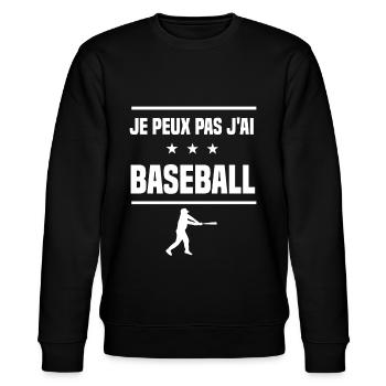 Je Peux Pas J'ai baseball humour batteur - Sweat bio CHANGER Stanley/Stella Unisexe - noir - Devant - Nik (191cm) & Marisol (170cm)