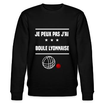 Je Peux Pas J'ai boule lyonnaise humour bouliste - Sweat bio CHANGER Stanley/Stella Unisexe - noir - Devant - Nik (191cm) & Marisol (170cm)