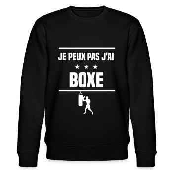 Je Peux Pas J'ai boxe humour boxeur - Sweat bio CHANGER Stanley/Stella Unisexe - noir - Devant - Nik (191cm) & Marisol (170cm)