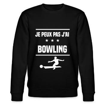 Je Peux Pas J'ai bowling humour lanceur - Sweat bio CHANGER Stanley/Stella Unisexe - noir - Devant - Nik (191cm) & Marisol (170cm)