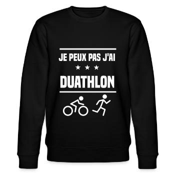 Je Peux Pas J'ai duathlon sport humour duathlète - Sweat bio CHANGER Stanley/Stella Unisexe - noir - Devant - Nik (191cm) & Marisol (170cm)