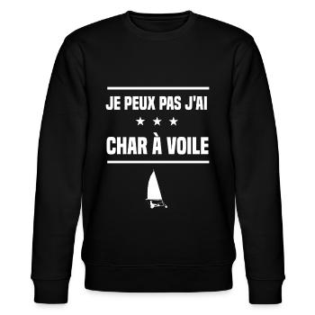 Je Peux Pas J'ai char a voile humour pilote - Sweat bio CHANGER Stanley/Stella Unisexe - noir - Devant - Nik (191cm) & Marisol (170cm)
