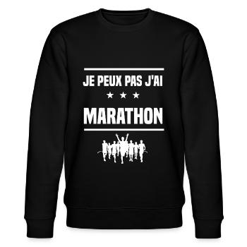 Je Peux Pas J'ai marathon humour coureur - Sweat bio CHANGER Stanley/Stella Unisexe - noir - Devant - Nik (191cm) & Marisol (170cm)