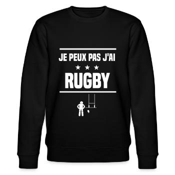 Je Peux Pas J'ai rugby sport humour rugbyman - Sweat bio CHANGER Stanley/Stella Unisexe - noir - Devant - Nik (191cm) & Marisol (170cm)