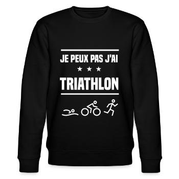 Je Peux Pas J'ai triathlon humour triathlète - Sweat bio CHANGER Stanley/Stella Unisexe - noir - Devant - Nik (191cm) & Marisol (170cm)