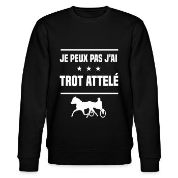 Je Peux Pas J'ai trot attelé humour driver - Sweat bio CHANGER Stanley/Stella Unisexe - noir - Devant - Nik (191cm) & Marisol (170cm)