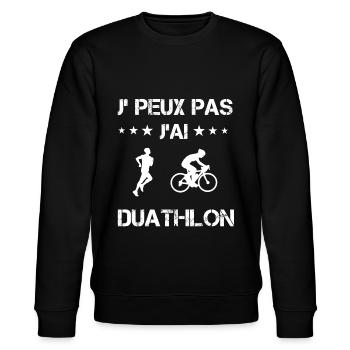 Je peux pas j'ai duathlon cadeau duathlète - Sweat bio CHANGER Stanley/Stella Unisexe - noir - Devant - Nik (191cm) & Marisol (170cm)