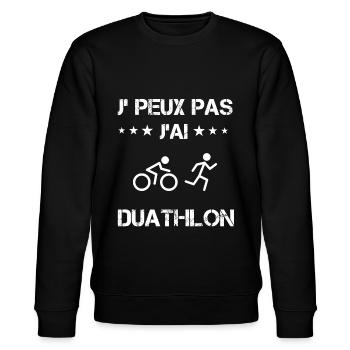 Je peux pas j'ai duathlon sport cadeau duathlète - Sweat bio CHANGER Stanley/Stella Unisexe - noir - Devant - Nik (191cm) & Marisol (170cm)