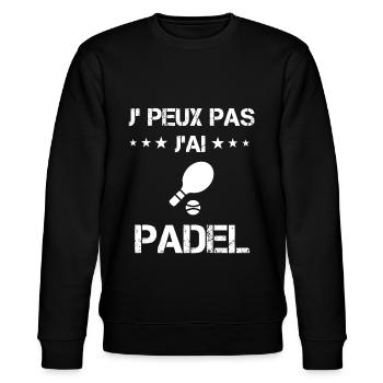 Je peux pas j'ai padel raquette cadeau padeliste - Sweat bio CHANGER Stanley/Stella Unisexe - noir - Devant - Nik (191cm) & Marisol (170cm)