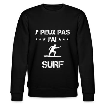 Je peux pas j'ai surf board cadeau surfeur - Sweat bio CHANGER Stanley/Stella Unisexe - noir - Devant - Nik (191cm) & Marisol (170cm)