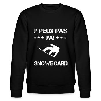 Je peux pas j'ai snowboard cadeau snowboarder - Sweat bio CHANGER Stanley/Stella Unisexe - noir - Devant - Nik (191cm) & Marisol (170cm)
