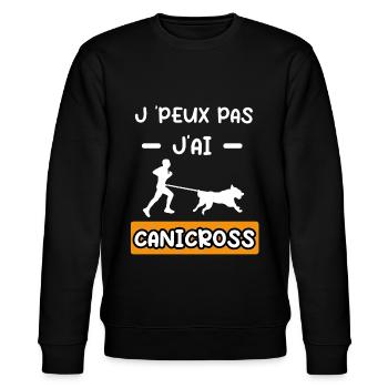 je peux pas j'ai canicross cadeau canicross - Sweat bio CHANGER Stanley/Stella Unisexe - noir - Devant - Nik (191cm) & Marisol (170cm)