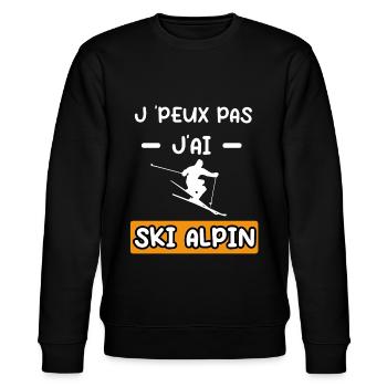 je peux pas j'ai ski alpin cadeau ski alpin - Sweat bio CHANGER Stanley/Stella Unisexe - noir - Devant - Nik (191cm) & Marisol (170cm)