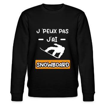 je peux pas j'ai snowboard cadeau snowboard - Sweat bio CHANGER Stanley/Stella Unisexe - noir - Devant - Nik (191cm) & Marisol (170cm)