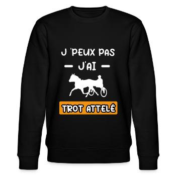 je peux pas j'ai trot attelé cadeau équitation - Sweat bio CHANGER Stanley/Stella Unisexe - noir - Devant - Nik (191cm) & Marisol (170cm)
