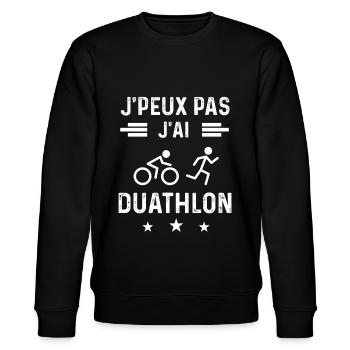 duathlète je peux pas j'ai duathlon sport - Sweat bio CHANGER Stanley/Stella Unisexe - noir - Devant - Nik (191cm) & Marisol (170cm)
