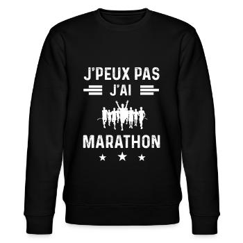 coureur je peux pas j'ai marathon - Sweat bio CHANGER Stanley/Stella Unisexe - noir - Devant - Nik (191cm) & Marisol (170cm)