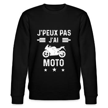 motard je peux pas j'ai moto motard - Sweat bio CHANGER Stanley/Stella Unisexe - noir - Devant - Nik (191cm) & Marisol (170cm)