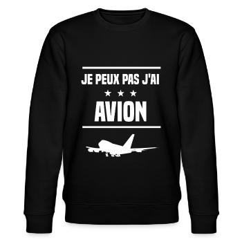 je peux pas j'ai avion humour pilote - Sweat bio CHANGER Stanley/Stella Unisexe - noir - Devant - Nik (191cm) & Marisol (170cm)