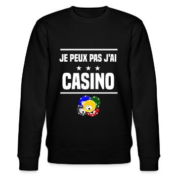 je peux pas j'ai casino humour jetons - Sweat bio CHANGER Stanley/Stella Unisexe - noir - Devant - Nik (191cm) & Marisol (170cm)