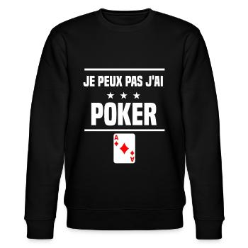 je peux pas j'ai poker humour cartes - Sweat bio CHANGER Stanley/Stella Unisexe - noir - Devant - Nik (191cm) & Marisol (170cm)