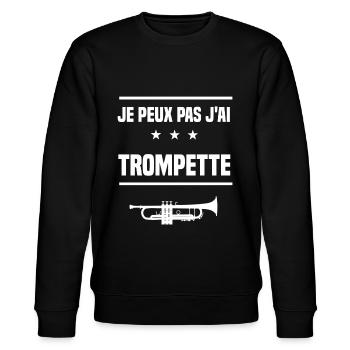je peux pas j'ai trompette instrument humour - Sweat bio CHANGER Stanley/Stella Unisexe - noir - Devant - Nik (191cm) & Marisol (170cm)