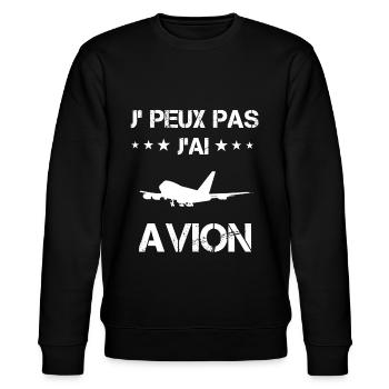 je peux pas j'ai avion cadeau pilote - Sweat bio CHANGER Stanley/Stella Unisexe - noir - Devant - Nik (191cm) & Marisol (170cm)