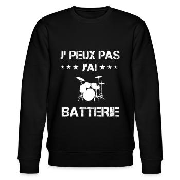je peux pas j'ai batterie cadeau batteur - Sweat bio CHANGER Stanley/Stella Unisexe - noir - Devant - Nik (191cm) & Marisol (170cm)