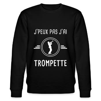 trompette je peux pas j'ai trompette trompettiste - Sweat bio CHANGER Stanley/Stella Unisexe - noir - Devant - Nik (191cm) & Marisol (170cm)
