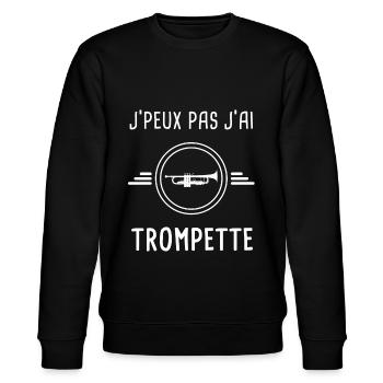 trompette je peux pas j'ai trompette instrument - Sweat bio CHANGER Stanley/Stella Unisexe - noir - Devant - Nik (191cm) & Marisol (170cm)