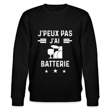 batteur je peux pas j'ai batterie music - Sweat bio CHANGER Stanley/Stella Unisexe - noir - Devant - Nik (191cm) & Marisol (170cm)