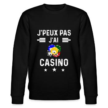jetons je peux pas j'ai casino - Sweat bio CHANGER Stanley/Stella Unisexe - noir - Devant - Nik (191cm) & Marisol (170cm)