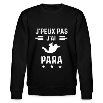 parachutiste je peux pas j'ai para - Sweat bio CHANGER Stanley/Stella Unisexe - noir - Devant - Nik (191cm) & Marisol (170cm)