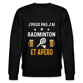 je peux pas j'ai badminton raquette et apéro sport - Sweat bio CHANGER Stanley/Stella Unisexe - noir - Devant - Nik (191cm) & Marisol (170cm)
