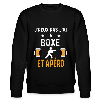 je peux pas j'ai boxe boxeur et apéro boxe - Sweat bio CHANGER Stanley/Stella Unisexe - noir - Devant - Nik (191cm) & Marisol (170cm)