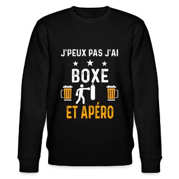 je peux pas j'ai boxe sac et apéro boxe - Sweat bio CHANGER Stanley/Stella Unisexe - noir - Devant - Nik (191cm) & Marisol (170cm)