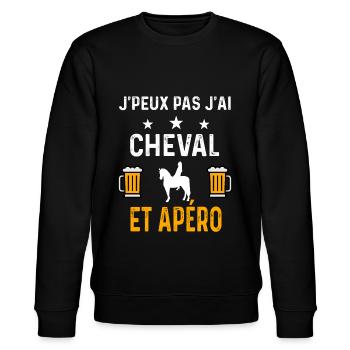 je peux pas j'ai cheval femme et apéro cheval - Sweat bio CHANGER Stanley/Stella Unisexe - noir - Devant - Nik (191cm) & Marisol (170cm)