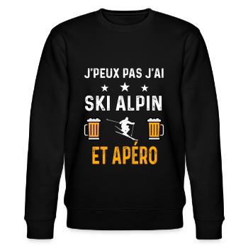 je peux pas j'ai ski alpin skieur et apéro ski - Sweat bio CHANGER Stanley/Stella Unisexe - noir - Devant - Nik (191cm) & Marisol (170cm)